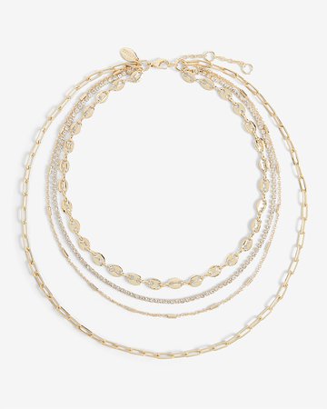 4 Row Layered Tennis Necklace | Express