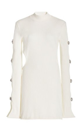 Crystal-Embellished Ribbed Cotton Mini Dress By Mach & Mach | Moda Operandi