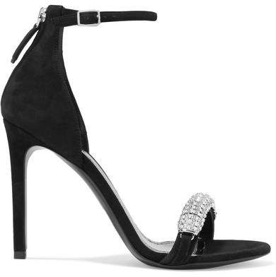 Camelle Crystal-embellished Suede Sandals - Black