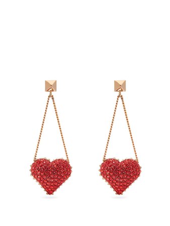 Heart Rockstud and crystal drop earrings | Valentino | MATCHESFASHION.COM