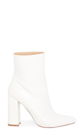 white PU ankle boots