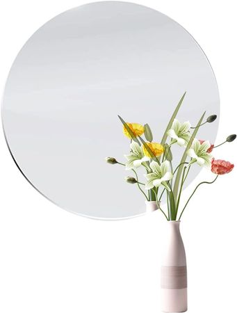 Amazon.com: DARENYI 12 inch Glass Round Mirror, Frameless Wall Mounted Mirror Self Adhesive Circle Mirror, Round Mirror Plate Trays for Home Bathroom Living Room : Home & Kitchen
