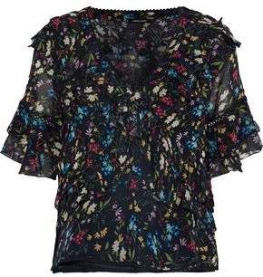 Ruffled Floral-print Voile Blouse