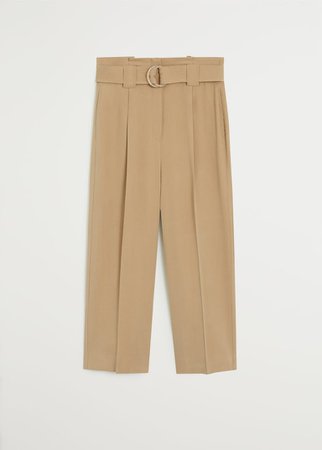 Belt flowy trousers - Women | Mango USA brown