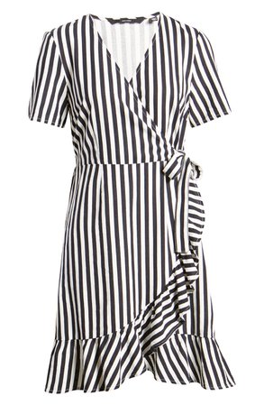 VERO MODA Helenmilo Stripe Wrap Front Linen Blend Dress | Nordstrom