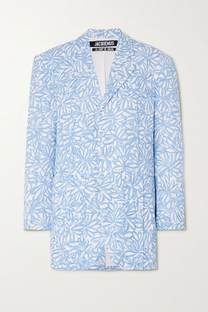 Blue Oversized floral-print woven blazer | Jacquemus | NET-A-PORTER