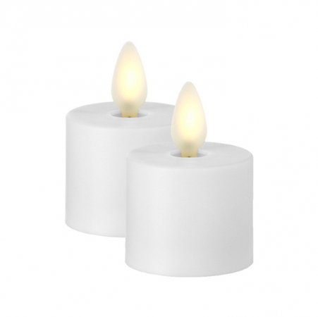 Liown Moving Flame White Tealights Set of 2 with Timer - Remote Ready