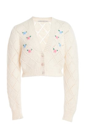 Alessandra Rich Wool Cardigan With Floral Details