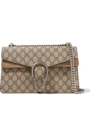 Gucci | Dionysus small coated-canvas and suede shoulder bag | NET-A-PORTER.COM