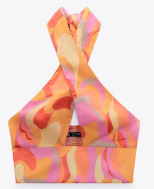 colourful front tie crop top