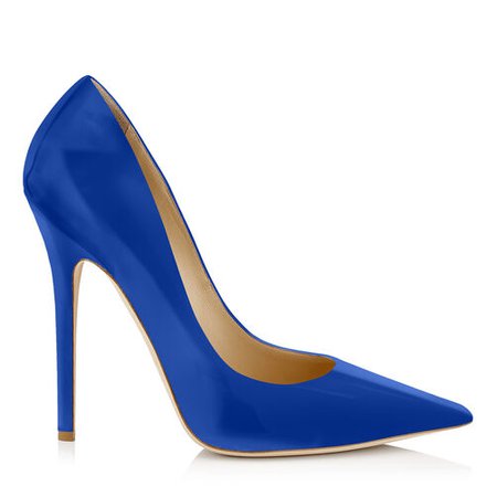 Anouk Pointy Toe Pumps in Electric Blue Patent Leather