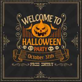 Halloween banner pumpkin icons decor handdrawn sketch vectors stock in format for free download 14.78MB