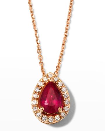 Krisonia 18K Rose Gold Pendant Necklace with Ruby and Diamonds | Neiman Marcus