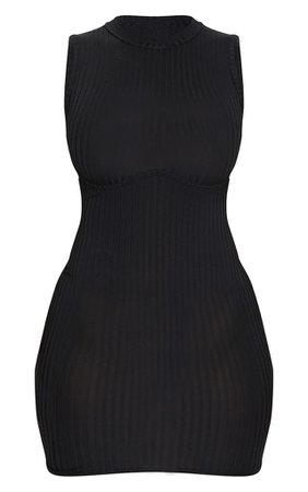 Ribbed black mini dress