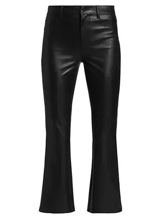 Shop Paige Claudine High-Rise Cropped Ankle Flare Faux Leather Jeans | Saks Fifth Avenue