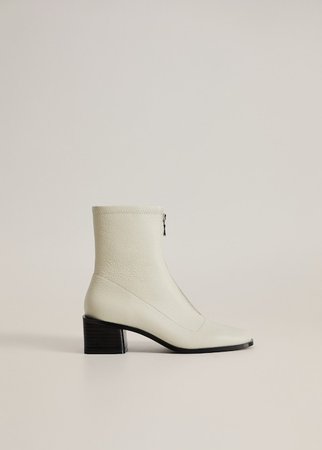 Zipped leather ankle boots - Women | Mango USA white