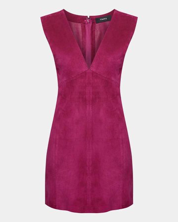 Double-Faced Suede V-Neck Dress