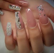 silver acrylic nails -