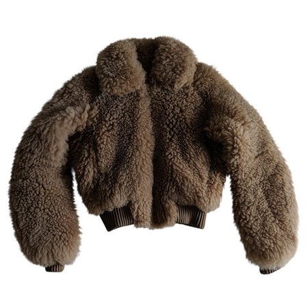 Shearling biker jacket Acne Studios Camel size 36 FR in Shearling - 8491873