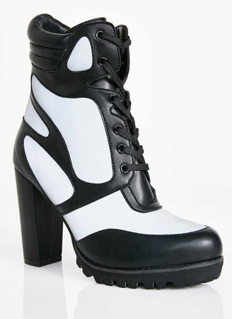black and white reflective boots