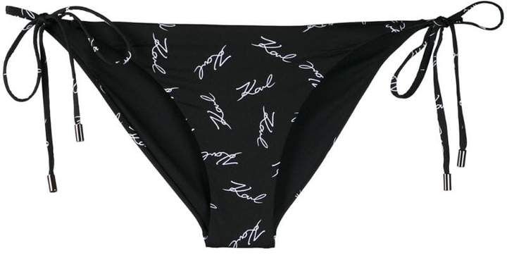 logo print string bikini bottoms
