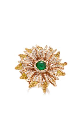 Sunflower 18k Rose Gold Tsavorite Diamond Ring By Wendy Yue | Moda Operandi
