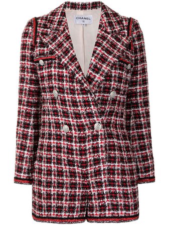 Chanel Pre-Owned 2020 double-breasted tweed playsuit red