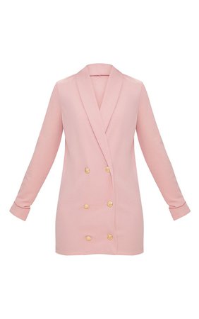 Petite Dusky Pink Gold Button Blazer Dress | PrettyLittleThing USA