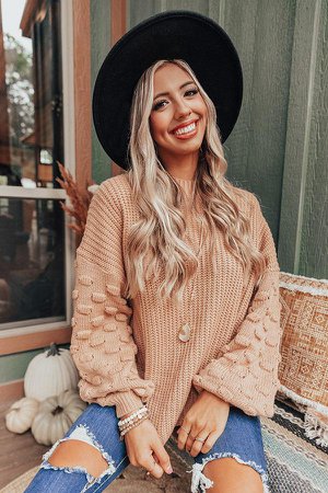 Pumpkin Weather Knit Sweater In Iced Mocha • Impressions Online Boutique