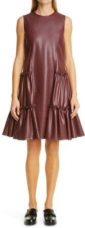 Ruched Faux Leather Dress