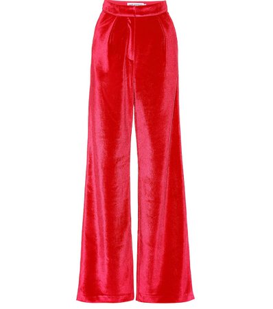 SELF-PORTRAIT High-rise wide-leg velvet pants