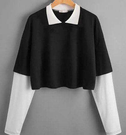 Black Shirt with White collar and sleeves