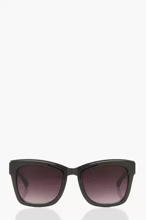 Square Sunglasses With Arm Detail | Boohoo black