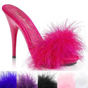 hot pink furry heels