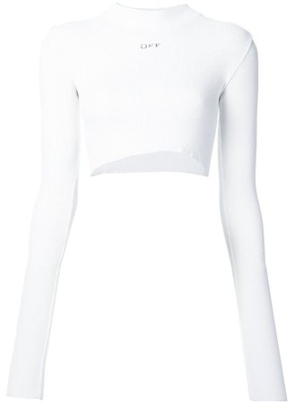 OFF-WHITE Ribbed Cropped Knitted Top.