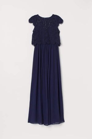 Pleated Maxi Dress - Blue