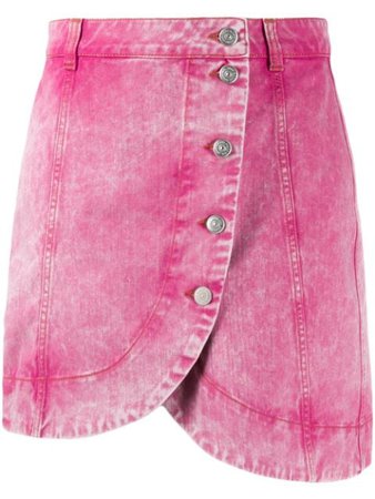 Ganni Asymmetric Washed Denim Skirt F4180 Pink | Farfetch