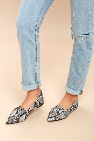 Snake Print Loafers - Loafer Flats - Pointed Patent Loafers - Lulus