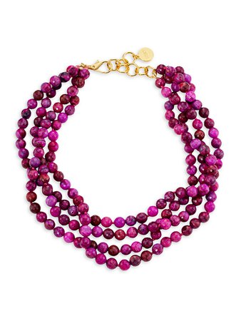 Nest 22K Gold-Plated & Agate Multi-Strand Necklace