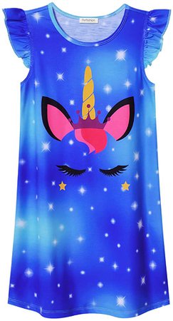Amazon.com: 4t Unicorn Night Gown Girl Unicorn Mask Nightgowns Flutter Sleeve Dress Size 5: Clothing
