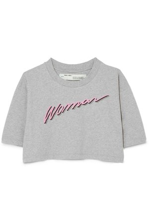 Off-White | International Women's Day cropped printed cotton-jersey T-shirt | NET-A-PORTER.COM