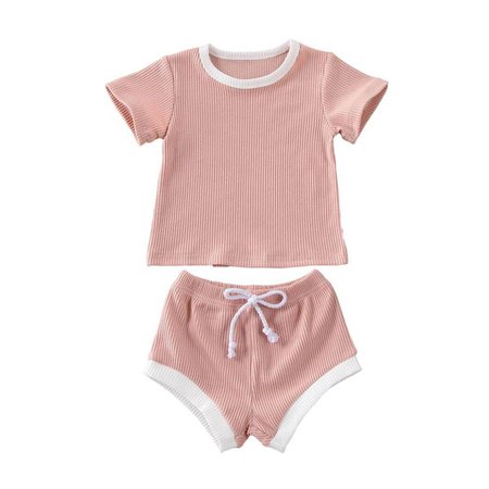 Baby Girl Ribbed Solid 2-Piece Outfit Set – The Trendy Toddlers