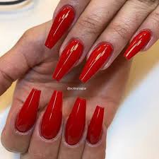red nails acrylics - Google Search