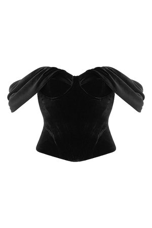 Clothing : Tops : 'Angelica' Black Velvet Draped Corset