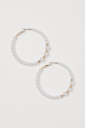 Hoop Earrings - White/gold-colored - Ladies | H&M US