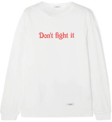 BLOUSE - Don't Fight It Printed Cotton-jersey Top - White