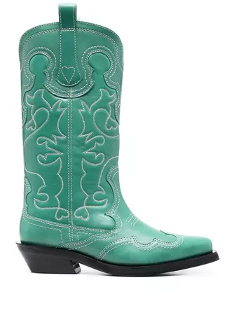 GANNI embroidered Western boots