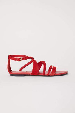 Suede Sandals - Red
