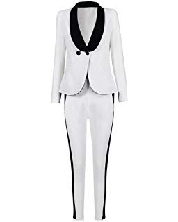 black and white pants suit