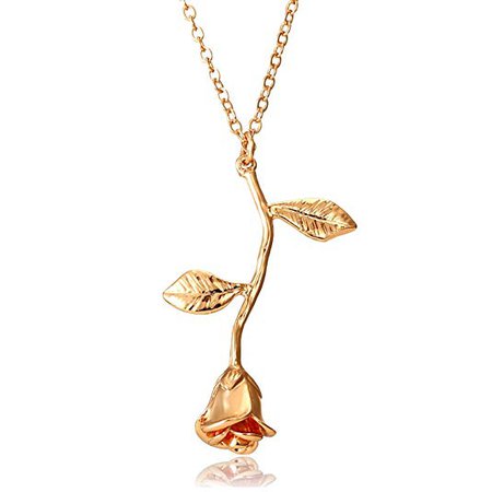 Amazon.com: Gmai Vintage Rose Flower Pendant Necklace Lovers Birthday Friendship Jewelry Gift (Gold): Clothing